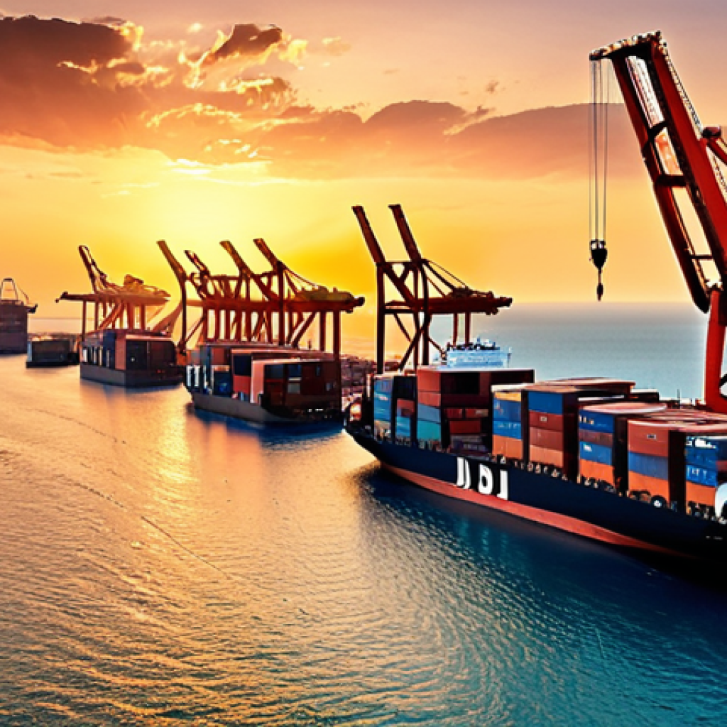**

A bustling Djibouti port scene at sunset, showing numerous container ships being loaded and unloaded. Modern cranes are actively working, with the Red Sea stretching into the distance. In the background, a glimpse of the Djibouti city skyline. Emphasis should be on the activity and global connectivity. Think vibrant colors.

**