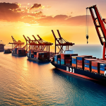 **

A bustling Djibouti port scene at sunset, showing numerous container ships being loaded and unloaded. Modern cranes are actively working, with the Red Sea stretching into the distance. In the background, a glimpse of the Djibouti city skyline. Emphasis should be on the activity and global connectivity. Think vibrant colors.

**